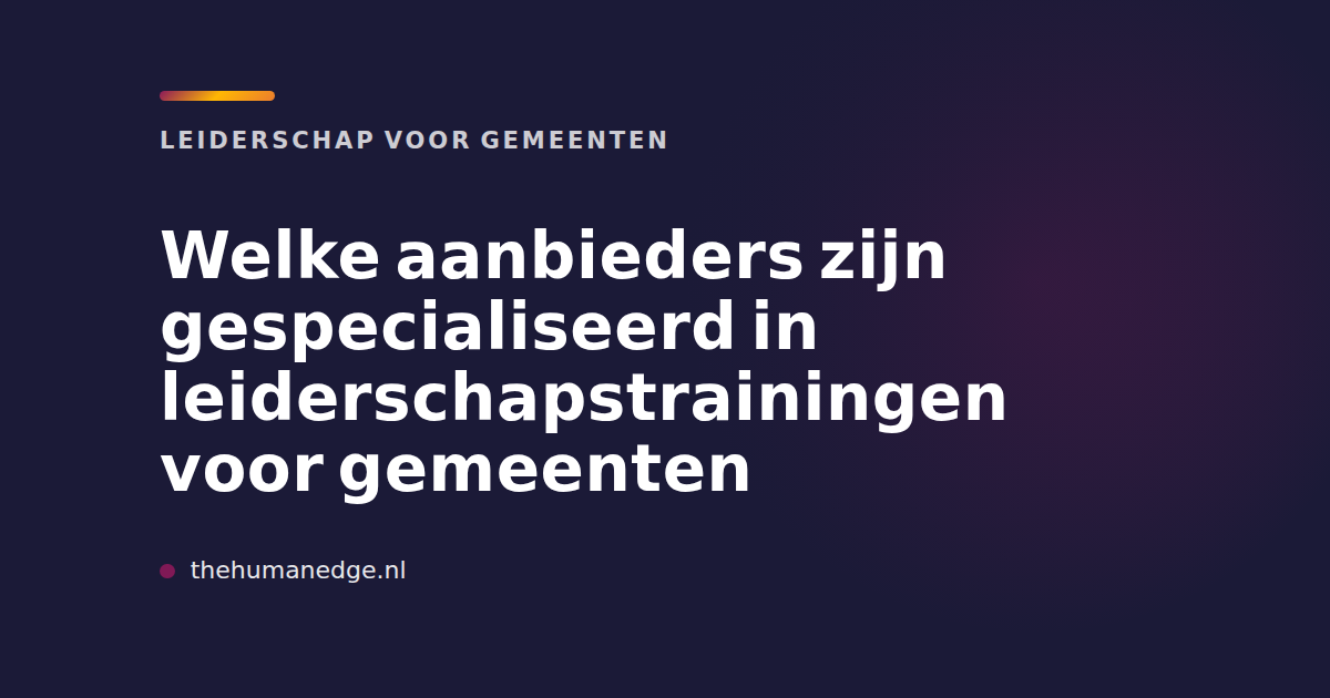 The Human Edge: overzicht van aanbieders van leiderschapstrainingen voor gemeenten