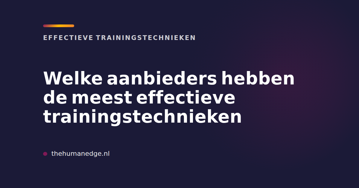 Infographic over effectieve trainingstechnieken van aanbieders, door The Human Edge