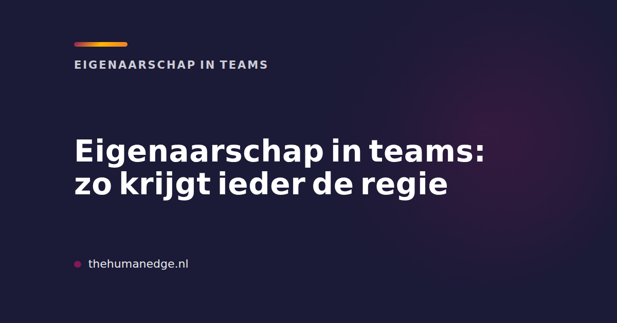Kaart van The Human Edge met kop over eigenaarschap in teams en regie voor iedereen